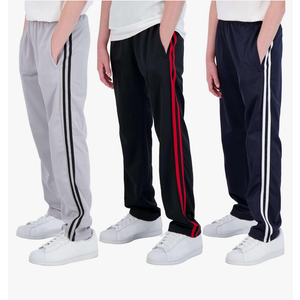 Real Essentials 3 Pack: Boys' Tricot Open Bottom Fleece-Lined Sweatpants with Pockets, M size