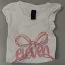 Hello Eleven Coquette Preppy Pink Bow 11th Birthday Girl T-Shirt - Large, White
