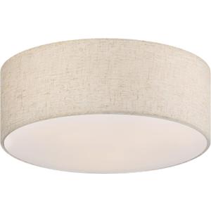 18'' Flush Mount Ceiling Light Modern Farmhouse Drum Ceiling Light Fixture with Linen Fabric Shade 3-Light Drum Ceiling Lighting Round Semi Flush Lighting for Bedroom Hallway Living Room