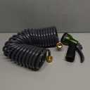 Coil Hose 25FT EVA Coil Garden Hose With 3/4'' Brass Connector Coiled Water Hose Lightweight And No Kink Includes 7 Patterns Spray Nozzle For Outdoors Lawn Watering Car Washing (Gray)