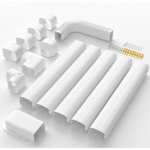 4'' 19.5 Ft Mini Split Line Cover Set, PVC & PP Pipe Covers for Mini Split Lines, Line Guard for Central AC, White Line Set Cover Kit