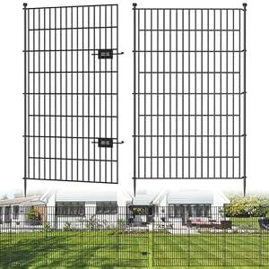 10 Panels No Dig Decorative Outdoor Garden Fence with Gate for Yard, 48 in(H) X 26.25ft(L) Animal Barrier Fencing Rustproof Metal Wire Panel Border for Dog, Rabbits, and Patio Temporary Ground Stakes