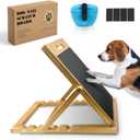 Solid Bamboo Dog Nail Scratch Board 5 Adjustable Angles for Trimming & Filing Includes Clip-On Silicone Treat Pouch for Training