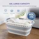 Laundry 360 Collapsible Laundry Basket 40L | Portable | Space Saver Storage | Hold 2 Loads | Store Under the Bed or Closet | Good for Kids | Dorm | Bedroom | Large | White/Grey