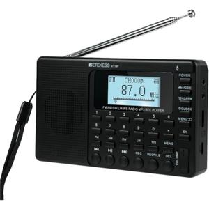 Retekess V115P Portable Shortwave Radio,Rechargeable AM FM SW WB Radio,Wireless Connection,1800mAh Battery,Digital Tuner,TF/AUX,Recording,Flashlight,Sleep Timer,Alarm Clock,for Emergency,Camping