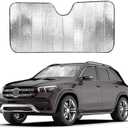 EcoNour Accordion Foldable Windshield Sun Shade | Premium Reflective Sun Visor for SUVs & Pickups Windshields | UV & Heat Reflective Sunshade with Durable Dual-Layer Design | Large (58 x 28) (Silver)