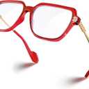 VISOONE Oversized Blue Light Blocking Glasses with Chic Square TR90 Frame and Metal Temple for Women Men REMY (Cardinal Red)