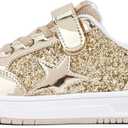 LUCKY STEP Kid's Glitter Walking Shoes Shiny Sparkly Sequins Fashion Sneakers Hook and Loop Athletic Unisex-Child Casual Running for Children/Boys/Girls (3 Little Kid)
