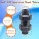 PVC True Union Check Valve, 3/4 Slip Swing Full Port Utility Check Valve, Sch80 Socket Pool Ball Check Valve for Backflow Prevention