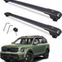 Autekcomma Heavy Duty Roof Rack Crossbars Replacement for KIA Telluride 2023 2024 2025 X-PRO & X-LINE,Anti-Corrosion Aircraft Aluminum Black Matte with Anti-Theft Locks (ONLY FIT RASED Side Rail)