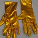 Seeksmile Adult Unisex Shiny Metallic Spandex Gloves Halloween Cosplay Costume Hand Accessories (Gold-10)