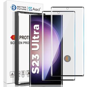 AACL for Samsung Galaxy S23 Ultra Screen Protector Tempered Glass, 3D Curved Glass for S23 Ultra 5G,6.8 Inch [Fingerprint Unlock][Anti-Scratch][Case Friendly][2 Pack]