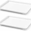 Blushtier 2 Pack Food Storage Container Lid with Stackable Design, 26 x 18 Inches for Catering, Buffets, Bar, Restaurants, Polyethylene (Pe), White
