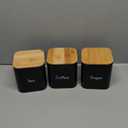 Juvale Coffee Tea Sugar Container Set - Black Iron Kitchen Canister Set with Bamboo Lids (3 Pieces, 48 oz)