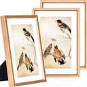 5x7 Picture Frame Set of 3, Gold Metal Photo Frames with HD Glass, Fits 4x6 with Mat or 5x7 without Mat, Wall Hanging and Table Display