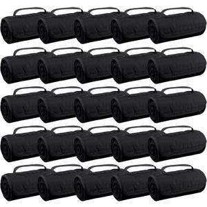 25 Ct of Roll-Up Blankets for Camping, Travel, Outdoors, Beach, Picnics  Black  Hook + Loop Closure for Easy Use in Cars & on Airplanes  Customizable for Promotions & Events