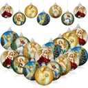 Lenwen 16 Pcs Angel Christmas Ornaments Vintage Angel Christmas Ball Decorations Colorful Xmas Decorative Hanging Ball for Xmas Tree Party Tree Decor