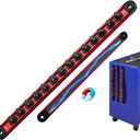 3/8-Inch Magnetic Socket Organizer Rail, Aluminum Alloy Socket Rail, Heavy Duty Sockets Holder with 14 Clips, 360 Swivel Clip Tool Tray, Sockets Organizer for Tool Box Drawer (Red)