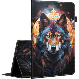 Case Fits Amazon Kindle Fire HD 8 & 8 Plus Tablet (12th Generation/10th Generation, 2022/2020 Release) 8, Multi-Angle Smart Stand Cover Auto Sleep/WakeAbstract Wolf Art