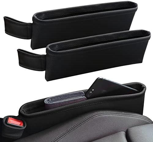 BubabyZZ 2 Pack Update Car Seat Gap Filler Organizer Leather Console Storage Box Front Side Pocket Seats Organizers Filler Interior Car Accessories for Phone Wallet Coin Key Sunglasses (Black)