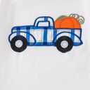 Toddler Boy Halloween Outfit Truck Pumpkin Embroidered T-shirt+Striped Shorts Fall Set (White)