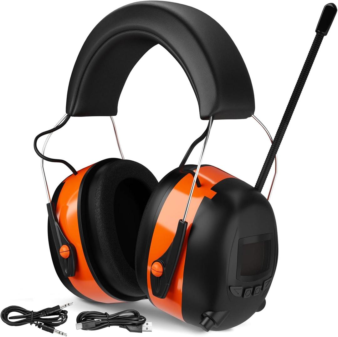 Gardtech Hearing Protection Ear Muffs With Bluetooth, SNR 28dB Noise Reduction Wireless Ear Protection Headphones with Rechargeable Battery, AM/FM Radio Headphones [Bluetooth 5.0] for Mowing - Orange