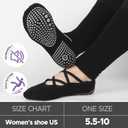 Pilates Socks with Grips for Women, Long Scrunch Slouch Slouchy Yoga Socks for Barre Workout (Black)