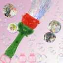 Bubble Wand Wedding Electric Bubble Maker Machine,Blingbrione 10 Holes Auto Bubble Blower Flower Rose Light-up Handheld for 3-16 Kids Girls Adults.Bubble for Party Outdoor, 2 Bubble Solution.