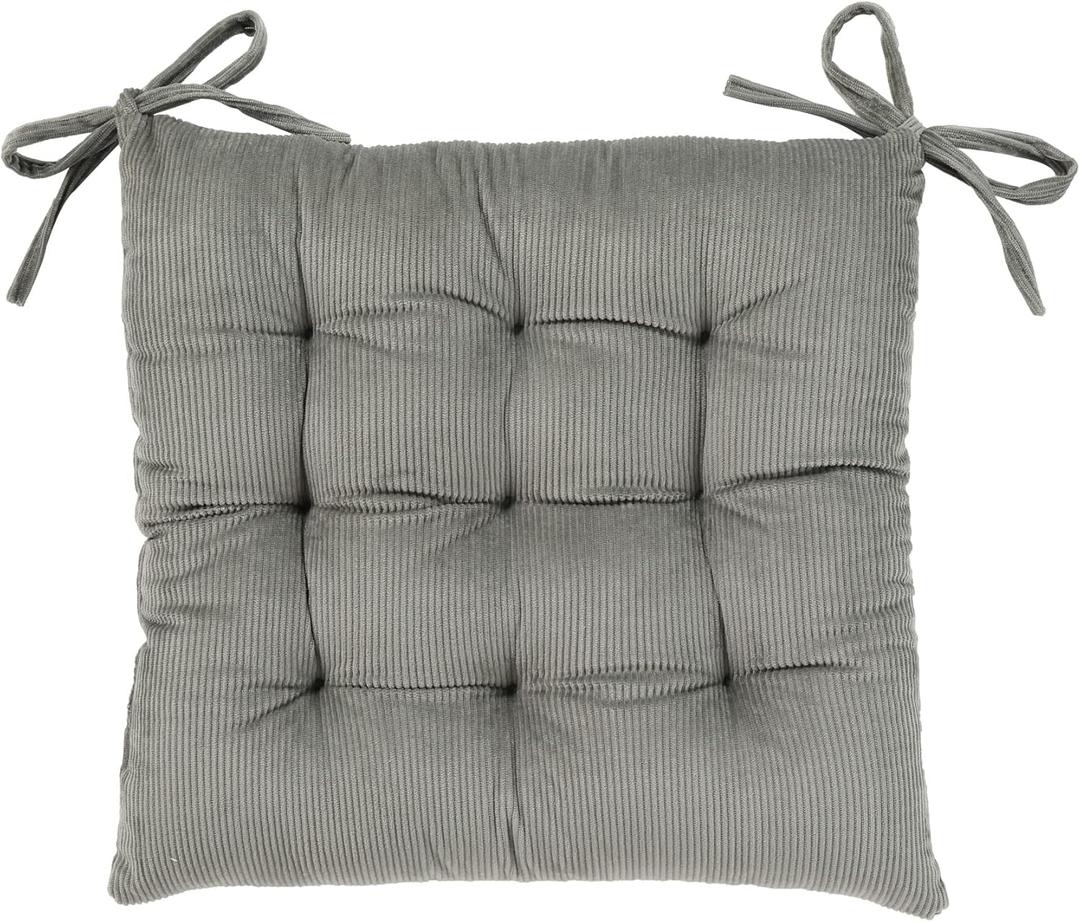 HLOVME Corduroy Chair Cushion with Ties Ultra Soft Warm Floor Cushion for Kids Reading Nook Comfortable Square Seat Cushion for Adult 15.7x15.7, Grey