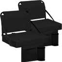 Besunbar Stadium Seat for Bleachers with Back Support and Wide Padded Cushion Stadium Chair - Includes Shoulder Strap and Cup Holder (Black, 2 Pack)
