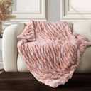 Ultra Soft Cozy Faux Fur Throw Blanket, Fuzzy Plush Thick Bubble Blanket, Oversize Luxury Fluffy Blanket for Couch, Sofa, Bedroom, and Living Room,50x60 Inches,Double Sided Tie-Dye Pink