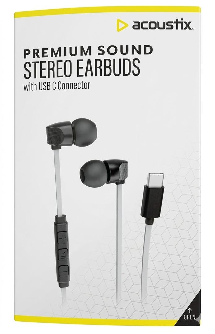 Acoustix Premium Sound Stereo Earbuds With Usb C Connector