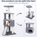 HUITREE 45in Cat Tree Tower with Big Condo for Indoor Kitten,Cat Tower with Scratching Post,Scratching Board and Cat Toys,Multi-Level,Small Space,Transformer Cat Tree, Grey(New)