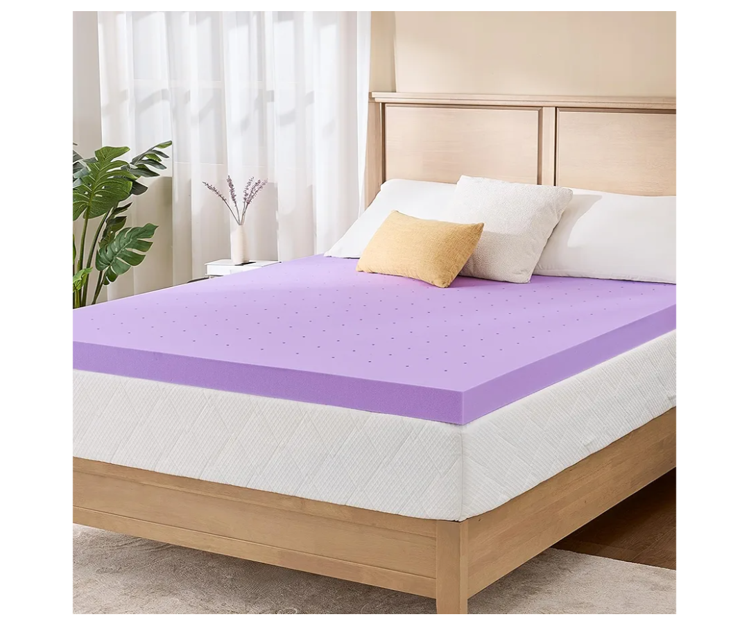 2 Inch Twin Lavender Infusion Memory Foam Mattress Topper for Relaxing Sleep, Ventilated & Pressure Relieving, CertiPUR-US Certified, Medium Firm Topper in a Box, Twin Size, 38"x75"