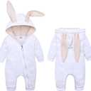 My First Easter Outfit, Baby Girl or Boy Bunny Costume, Infants Rabbit Cosplay Romper (3-6 Months, White)
