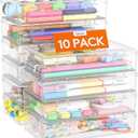Lifewit Plastic Pencil Box with Snap-tight Lid, Large Capacity Hard Pencil Case, Craft organizer for Art Supply,Office, 10 Pack