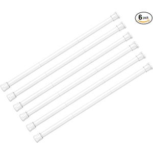 AIZESI 6PCS Tension Curtain Rod 28 to 48 Inch White No Drilling Adjustable Spring Curtain Rods for Window, Doorway, Closet, Bathroom, Kitchen