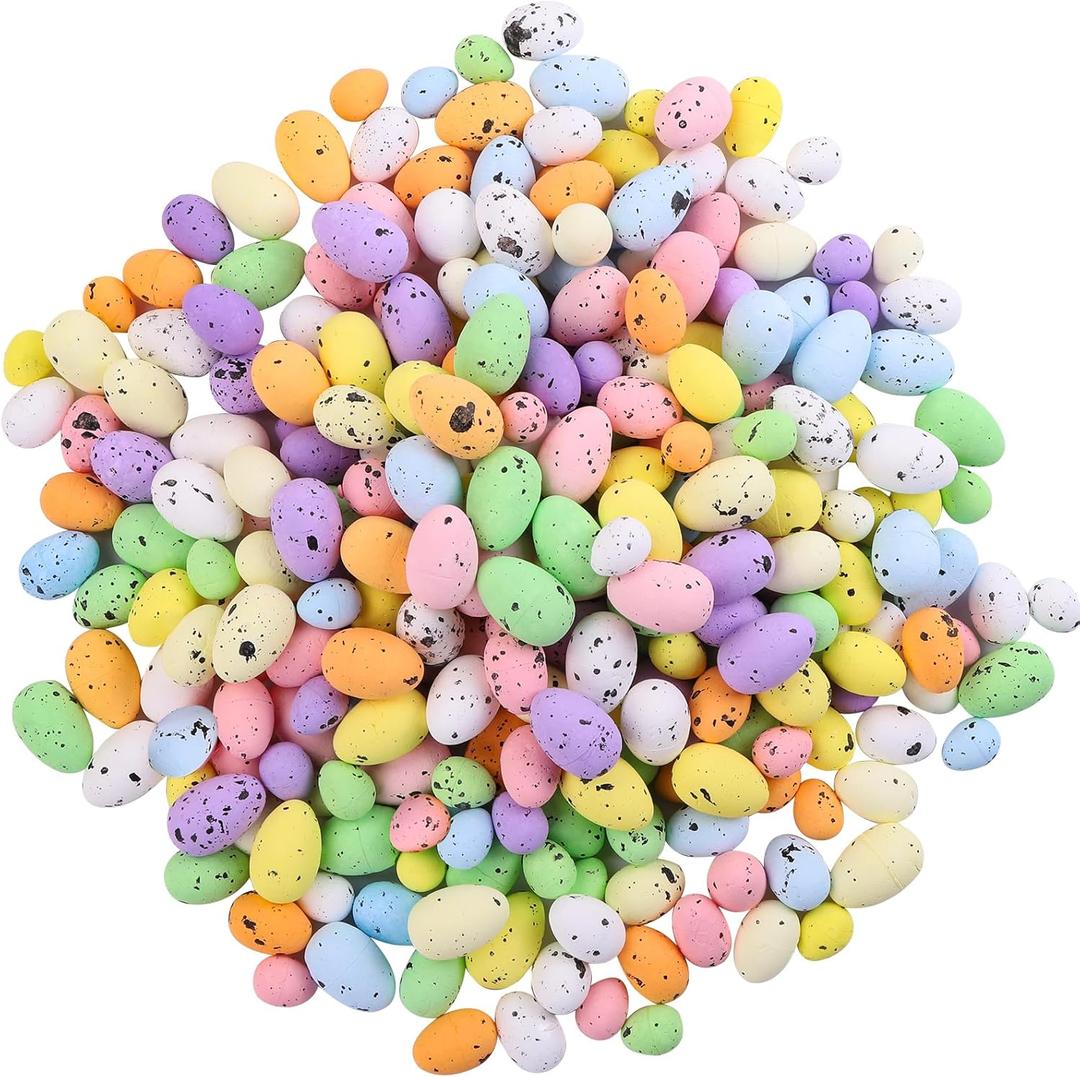 150 Pcs 8 Colors Mini Easter Eggs Pastel Foam Speckled Eggs Small Decorative Easter Eggs Tiny Artificial Eggs Bulk for Basket Fillers Spring Party Favors Wreath Decor Craft Projects