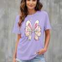 4 x Mommy and Me Easter Outfits Mama and Me Bunny Matching Shirts Coquette Bow Bunny Ears Tee Matching Family Easter Outfits