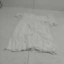 OFEEFAN Women Puff Sleeve Square Neck Tie in Back Dresses with Zipper, M