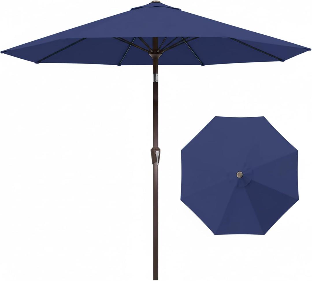 Tobeos 10FT Patio Umbrella, Outdoor Umbrella with Push Button Tilt and Crank, 8 Sturdy Ribs, UV Protection & Waterproof Market Umbrella for Pool, Backyard, Beach,Deck