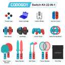 CODOGOY 22 in 1 Switch Sports Accessories Bundle with Carry Bag for Switch Sports Games, Family Accessories Kit Sports Party Pack Compatible with Nintendo Switch/Switch OLED
