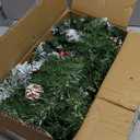 Christmas Garland with Lights - 9FT Pre-Lit Flocked Garland with 30 LED Bulbs, Red Berries, Pine Cones, Artificial Pine Battery Operated Garland for Fireplace, Staircase, Indoor & Outdoor Decoration