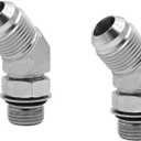 (2-PACK) 6802-10-08-NWO Hydraulic Hose Adapter Fitting 5/8" Male JIC 37Flare(7/8"-14UNF)1/2" Male Adjustable Nut O-Ring Boss(3/4"-16UNF)45Elbow SAE Pipe Joints Connector Carbon Steel