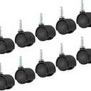 PATIKIL 1 Inch Swivel Stem Casters, 10 Pack Nylon 360 Degree Insert Swivel Stem Wheels for Chair Shelf Furniture Replacement, Black