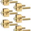 Asidrama 5 Pack Champagne Bronze Privacy Door Handles, Door Lever with Door Knobs Indoor for Bedroom or Bathroom, Heavy Duty Door Handles Interior with Locks for Left Right Sided Doors