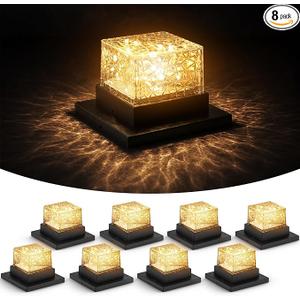 VIODAIM Solar Post Cap Lights 4x4 5x5 6x6, Waterproof Firefly, 8-Pack
