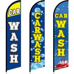 3 Pack Car Wash Sign Feather Flag 12ft x 2.5ft Car Wash Themed Feather Flag Banner for Business 3 Pack Car Wash Sign Feather Flag 12ft x 2.5ft Car Wash Themed Feather Flag Banner for Business