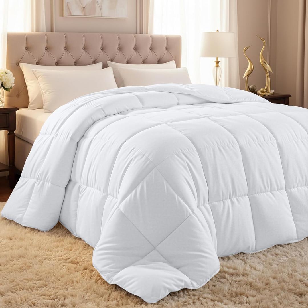 Utopia Bedding Queen Comforter Duvet Insert, Quilted White Comforter with Corner Tabs, Box Stitched Down Alternative Comforters Queen Size 88 x 88 inches