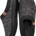 MERRIMAC Men's Slip on Slippers Comfy Memory Foam Non Slip Indoor House Shoes (12-13, Black)